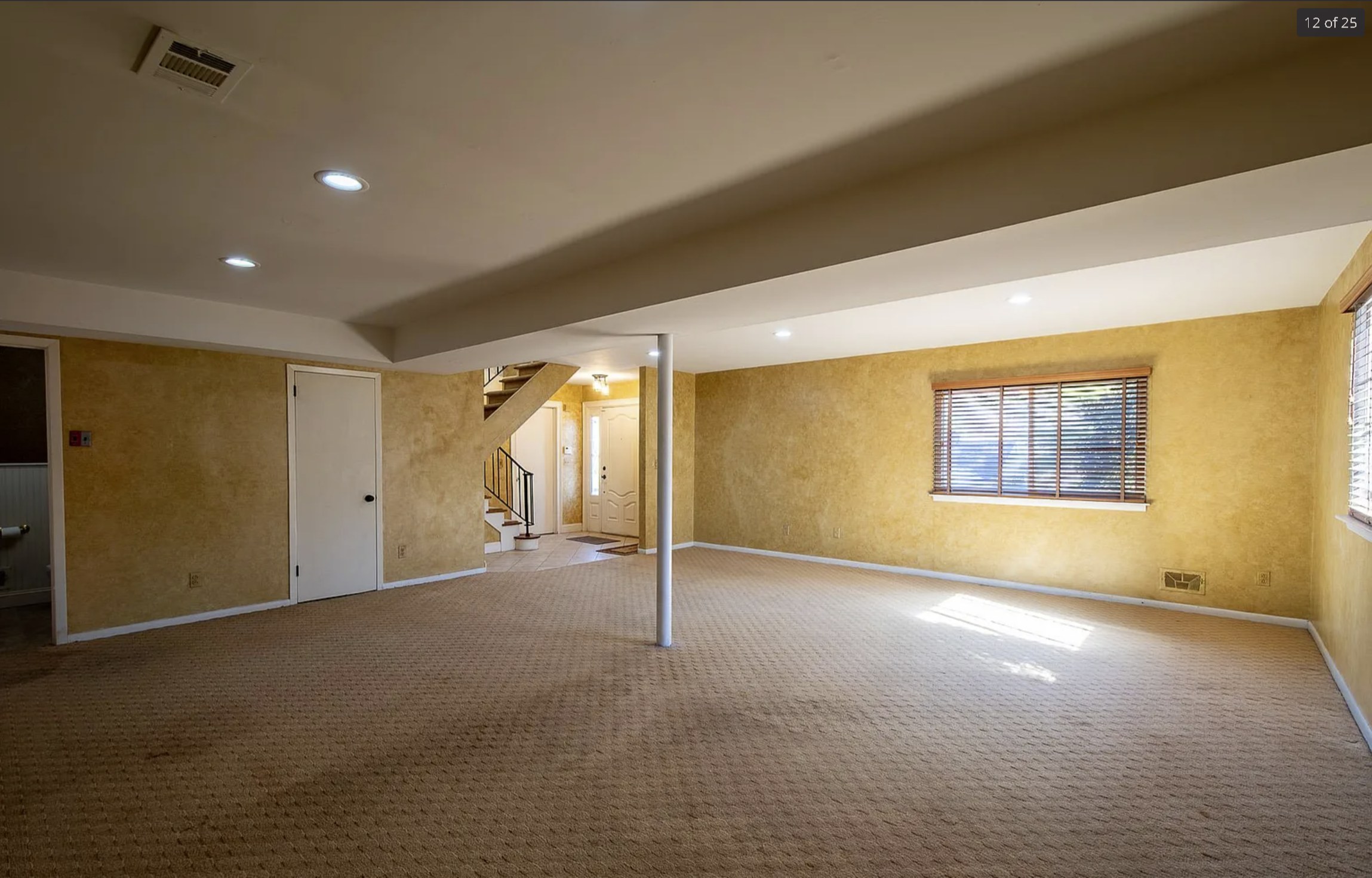 Empty basement before virtual staging