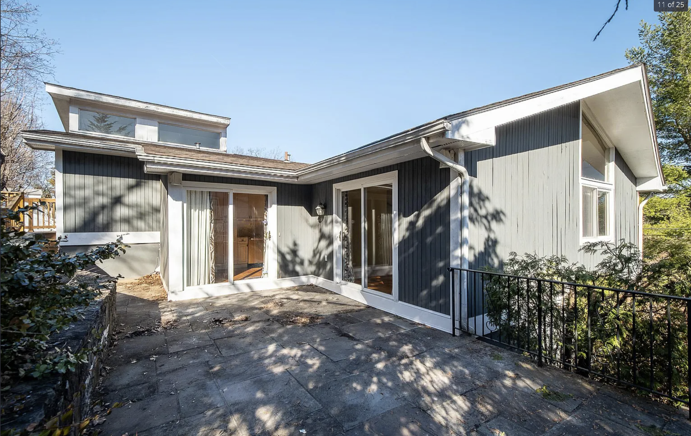 Empty concrete patio before virtual staging